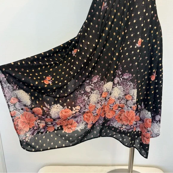 JCPenney Chiffon Crepe Vintage 70s Disco Handkerchief Scarf Hem Slip Dress - Picture 4 of 8